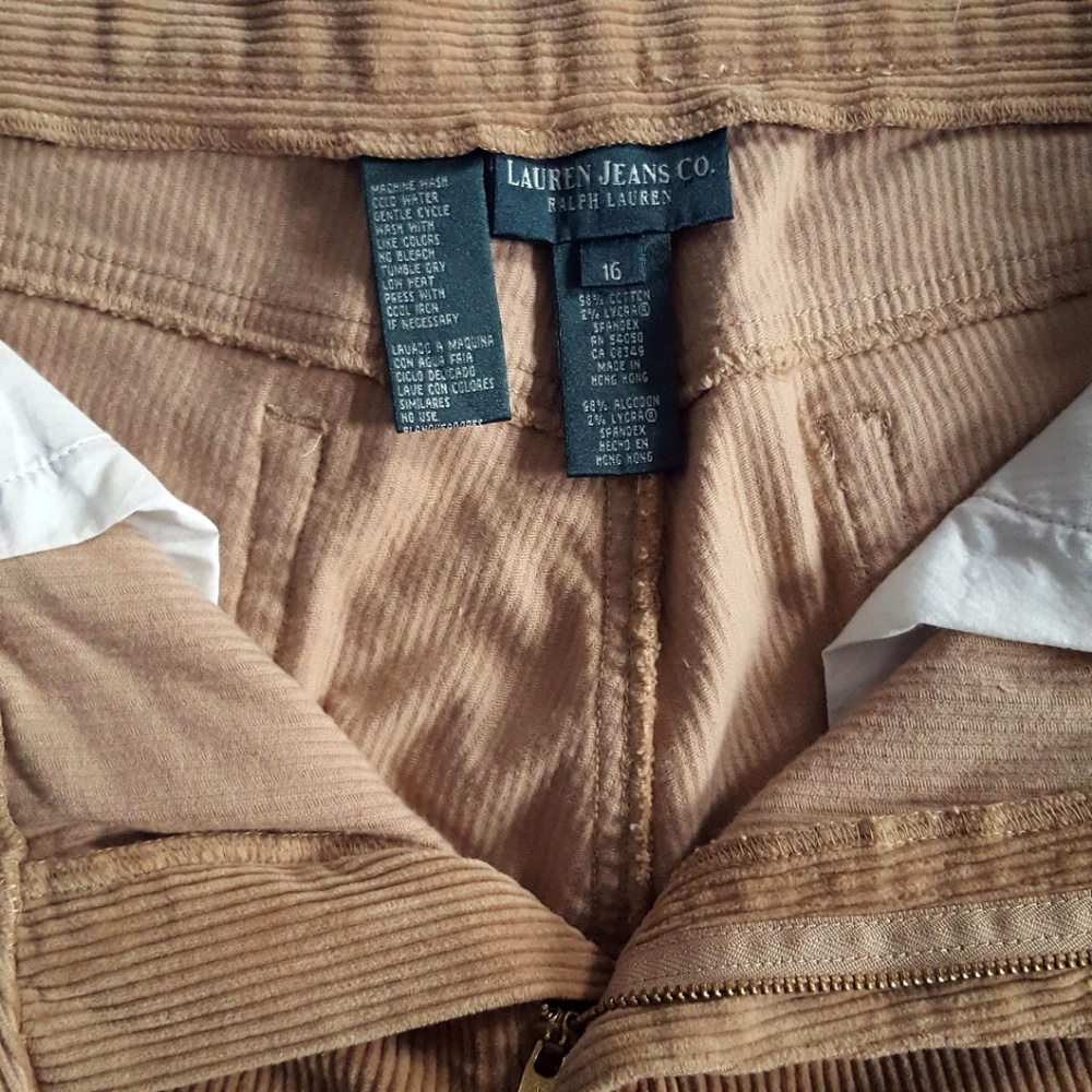 Lauren Ralph Lauren Womens Corduroy Pants 16 Tan - Picture 5 of 5